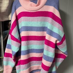 Striped Multicolor Turtleneck Sweater
